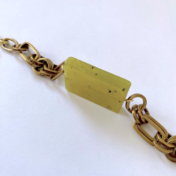 Handmade Jade Crystal Gemstone Statement Chain Bracelet Adjustable for Layering - Picture 2 of 9